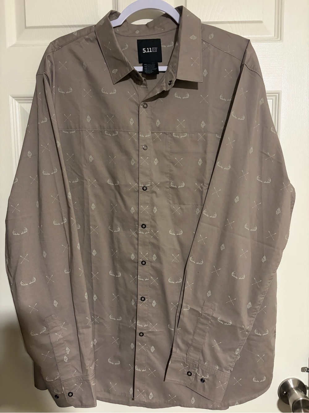 5.11 Tactical Taupe Button-Up Shirt with Light Print
